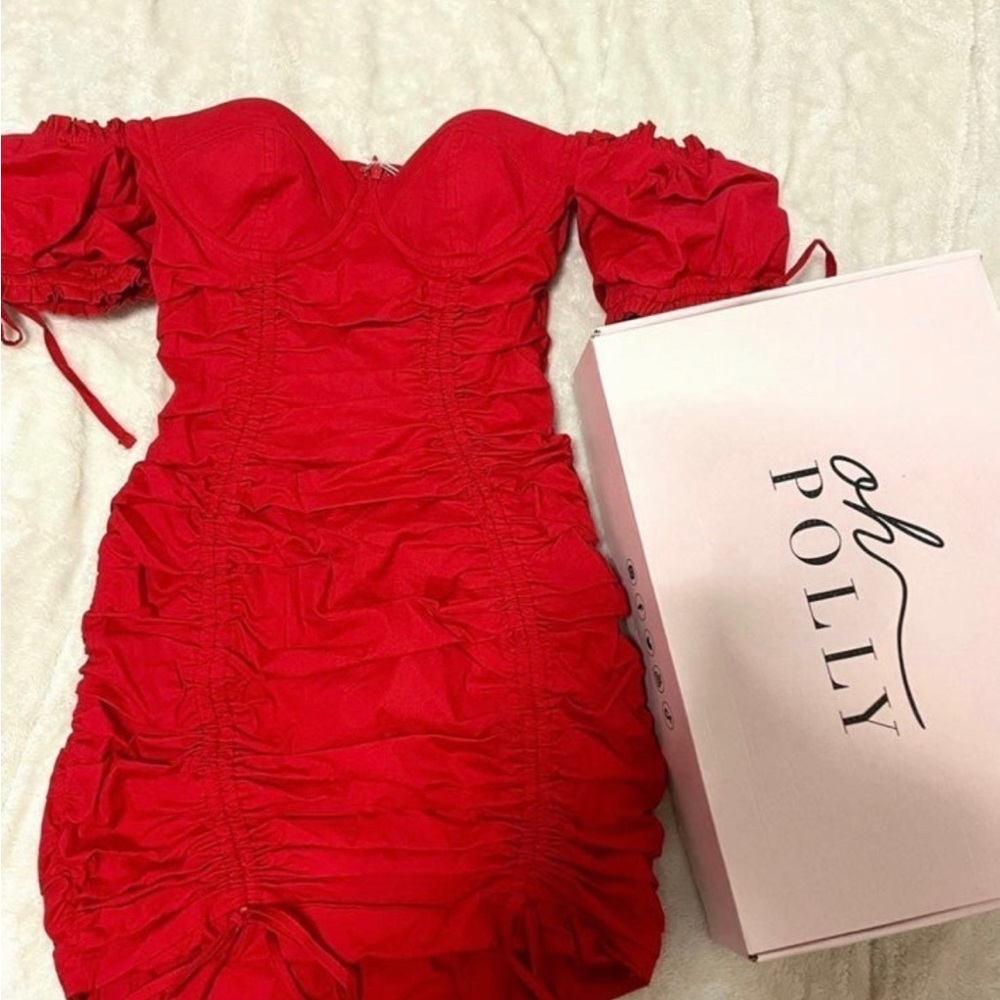 Oh Polly Red Ruched Dress